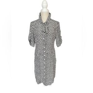 Club Monaco |Louise Dark Grey Printed Shirt Dress 100% Silk Size 6 Retail $179